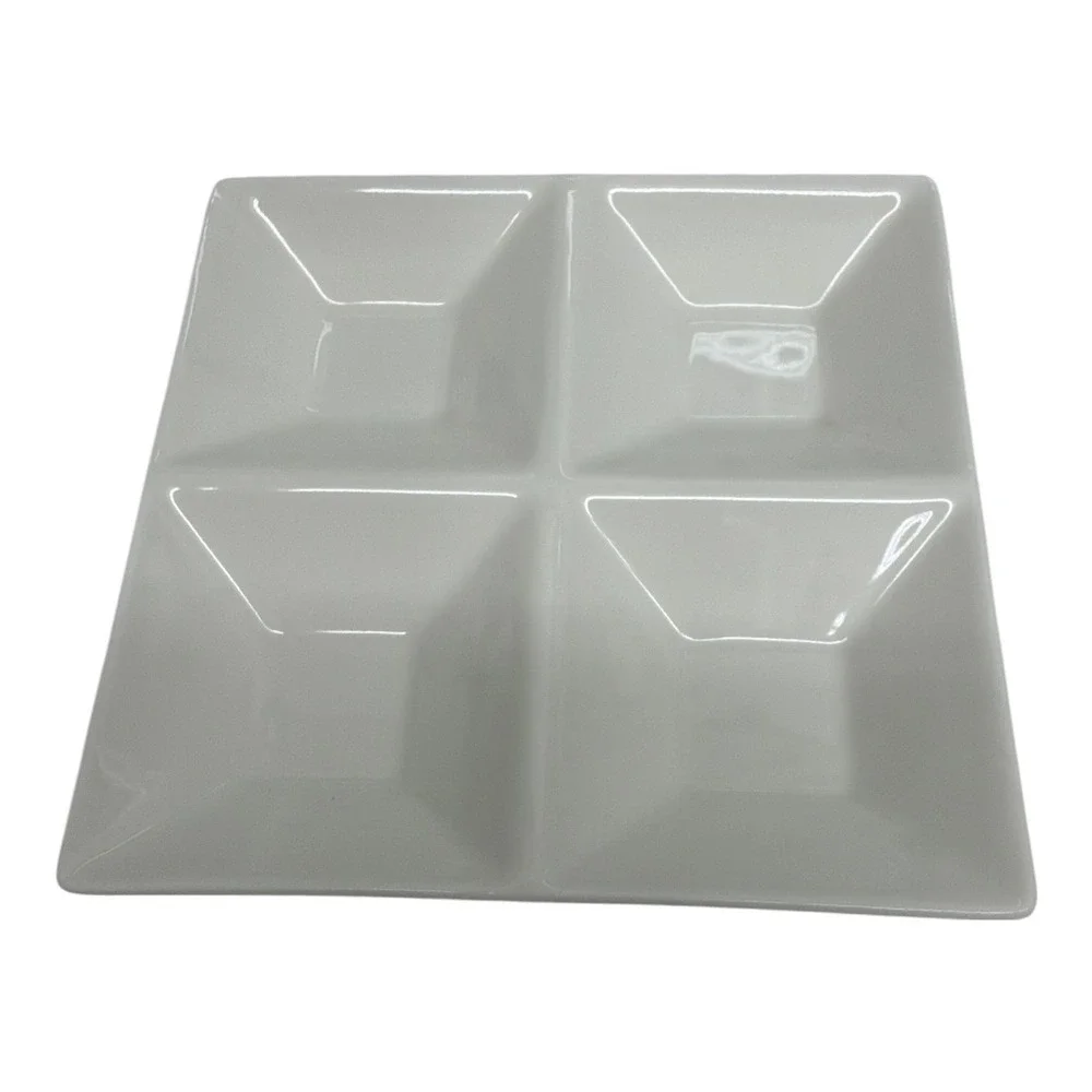 World Market Tasting Ceramic Square Serving Trays 4 Compartments EUC